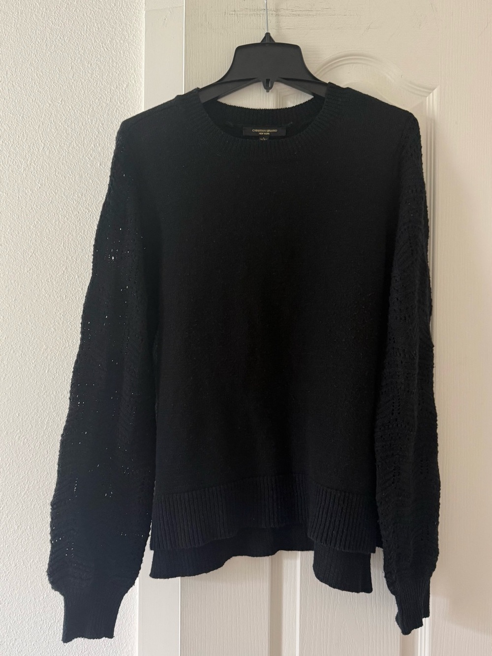Christian Siriano New York Black Textured Knit Sweater Size Large